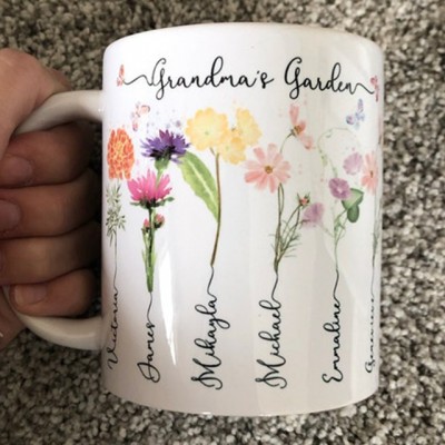 Grandma's Garden Mug Personalised Birth Month Flower With Grandchildren Name Gift Ideas For Nana Gigi Mother's Day