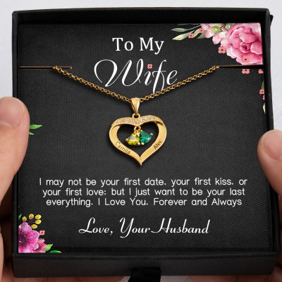 To My Wife Gift Ideas From Husband Personalised Heart Necklace With Her and Him Name For Valentine's Day