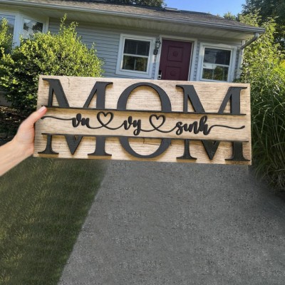 Personalised Mum Wood Sign Plaque With Name Engraving For Birthday Mother's Day Christmas