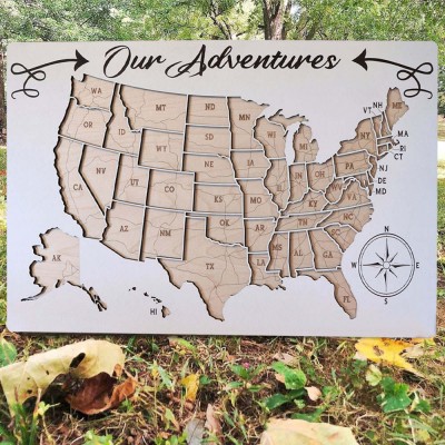 Push Pin USA Travel Map Our Adventures For Couples Custom Anniversary Gifts Home Wall Decor