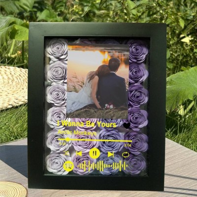 Personalised Spotify Song Photo Flower Shadow Box Valentine's Day Anniversary Gift Ideas For Soulmate Wife Girlfriend