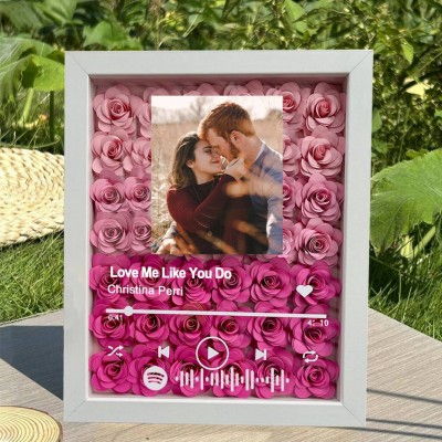 Personalised Spotify Song Photo Flower Shadow Box Valentine's Day Anniversary Gift Ideas For Soulmate Wife Girlfriend
