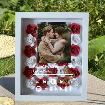 Personalised Spotify Song Photo Flower Shadow Box Valentine's Day Anniversary Gift Ideas For Soulmate Wife Girlfriend