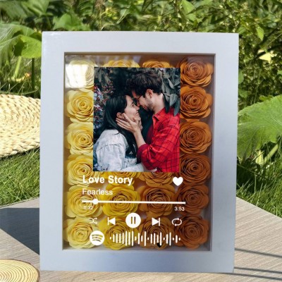 Personalised Spotify Song Photo Flower Shadow Box Valentine's Day Anniversary Gift Ideas For Soulmate Wife Girlfriend