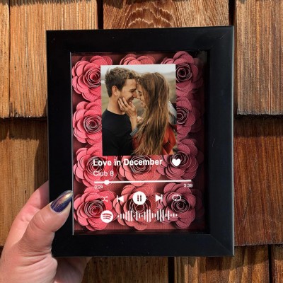 Personalised Spotify Song Photo Flower Shadow Box Valentine's Day Anniversary Gift Ideas For Soulmate Wife Girlfriend