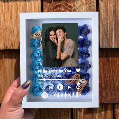 Personalised Spotify Song Photo Flower Shadow Box Valentine's Day Anniversary Gift Ideas For Soulmate Wife Girlfriend
