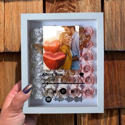 Personalised Spotify Song Photo Flower Shadow Box Valentine's Day Anniversary Gift Ideas For Soulmate Wife Girlfriend