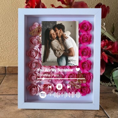 Personalised Spotify Song Photo Flower Shadow Box Valentine's Day Anniversary Gift Ideas For Soulmate Wife Girlfriend