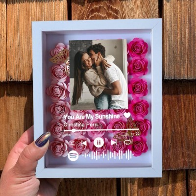 Personalised Spotify Song Photo Flower Shadow Box Valentine's Day Anniversary Gift Ideas For Soulmate Wife Girlfriend