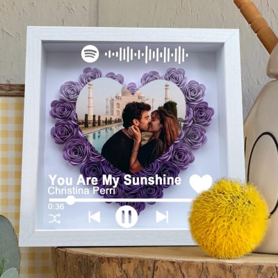 Personalised Spotify Song Photo Flower Shadow Box For Couple Wife Girlfriend Valentine's Day Wedding Anniversary Gift
