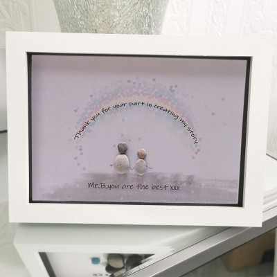 Personalised Pebble Art Picture Frame For Couple Wedding Anniversary Valentine's Day