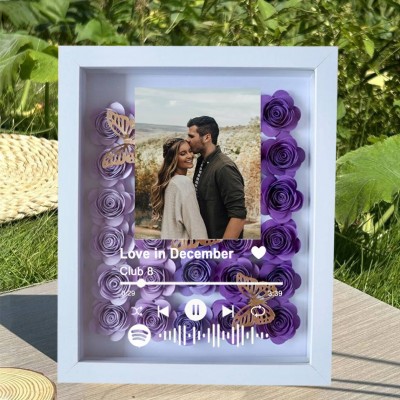 Personalised Spotify Song Photo Flower Shadow Box Valentine's Day Anniversary Gift Ideas For Soulmate Wife Girlfriend