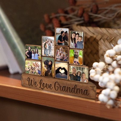 Custom Family Wood Stacking Photo Blocks Set For Mum Grandma Christmas Day Gift Ideas