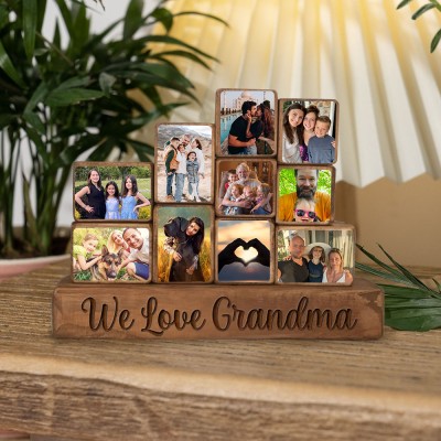 Custom Family Wood Stacking Photo Blocks Set For Mum Grandma Christmas Day Gift Ideas