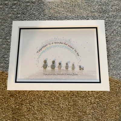 Personalised Pebble Art Picture Frame For Family Christmas's Day