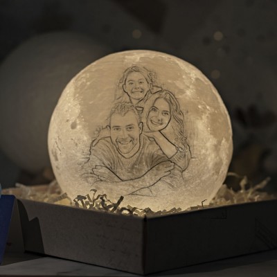 Personalised Moon Lamp 3D Photo Moonlight Touch Christmas Family Home Decor