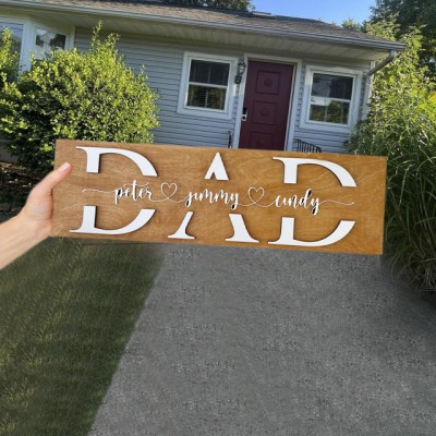 Personalised Dad Wood Sign Plaque With Name Engraving For Birthday Father's Day Christmas