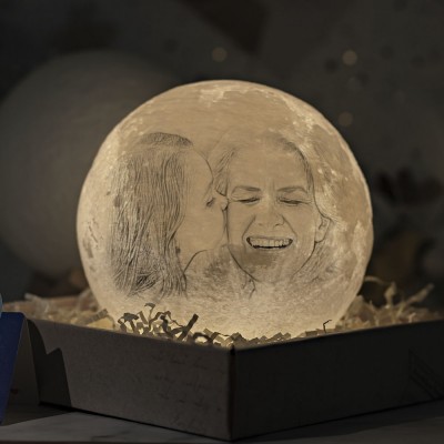 Personalised Moon Lamp 3D Photo Moonlight Touch Christmas Family Home Decor