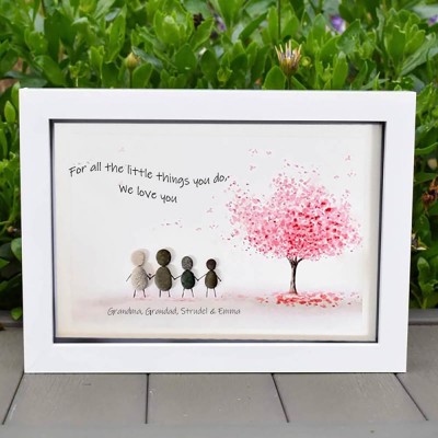Personalised Pebble Art Picture Frame For Family Christmas's Day