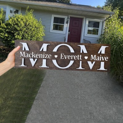 Personalised Mum Wood Sign Plaque With Name Engraving For Birthday Mother's Day Christmas