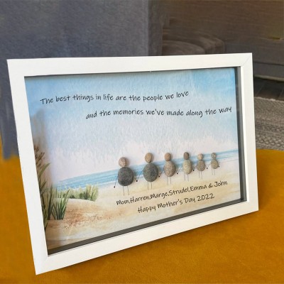 Personalised Pebble Art Frame For Family Christmas's Day For Mum Grandma