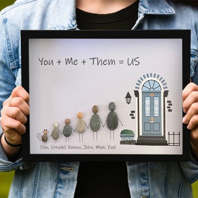 Personalised Pebble Art Picture Frame For Family Christmas's Day