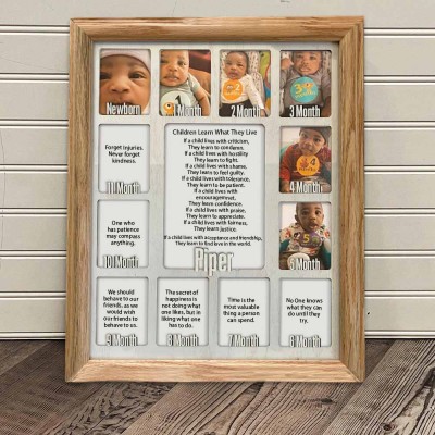 Personalised Baby First Year Picture Frame Display Board Nursery Gifts