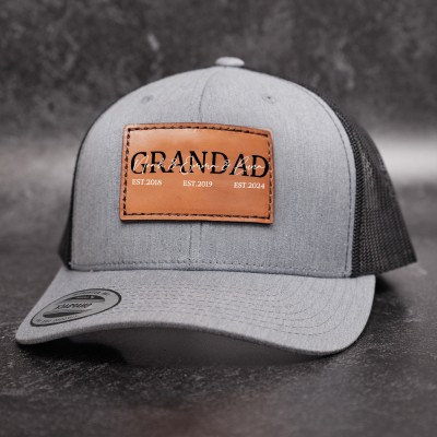 Personalised GRANDAD Patch Hat with Custom Kids Names and Date For Gift Ideas