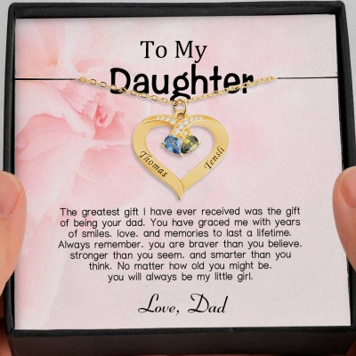 Personalised To My Daughter Heart Necklace From Dad For Little Girl