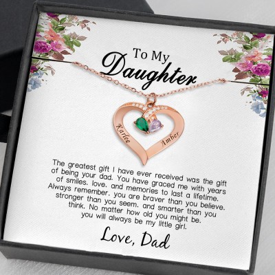 Personalised To My Daughter Heart Necklace From Dad For Little Girl