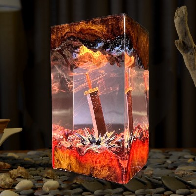 Sword Resin Epoxy Wood Lamp Handmade Gifts For Birthday