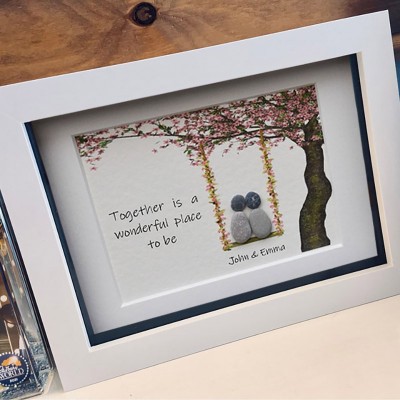 Personalised Pebble Art Name Frame For Couple Wedding Anniversary Valentine's Day Gift Ideas