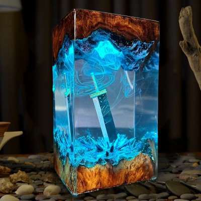 Sword Resin Epoxy Wood Lamp Handmade Gifts For Christmas
