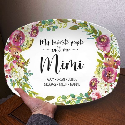 My Favorite People Personalised Platter for Grandma With Grandchildren's Name