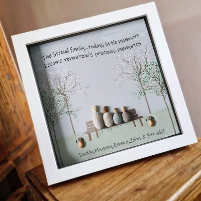 Personalised Pebble Art Picture Name Frame Sign For Family Christmas Day
