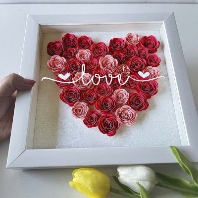 Personalised Flower Shadow Box For Wedding Anniversary Valentine's Day