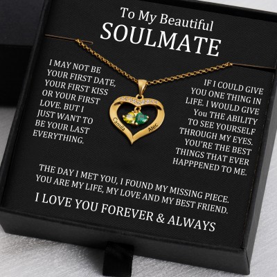 To My Soulmate Gift Ideas Personalised Heart Necklace With Name For Valentine's Day
