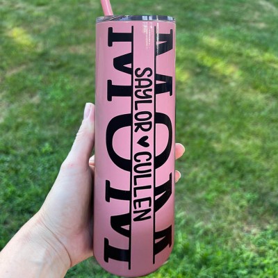 Personalised Mum Tumbler With Kids Name For Mother's Day