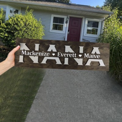 Personalised Mum Wood Sign Nana Plaque With Name Engraving For Birthday Mother's Day Christmas