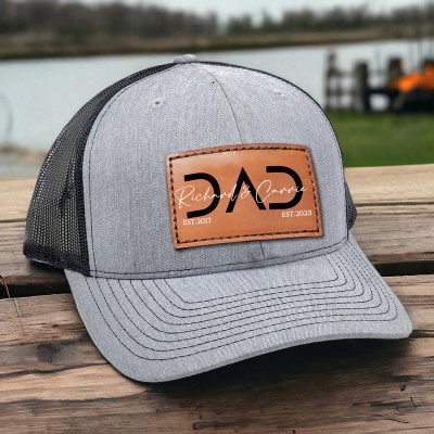 Personalised DAD Patch Hat with Custom Kids Names and Date For Gift Ideas