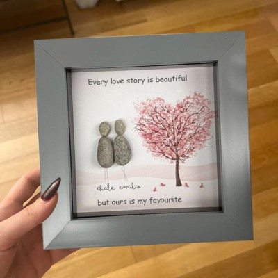 Personalised Pebble Art Frame For Couple Valentine's Day Anniversary Gift Ideas