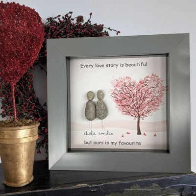 Personalised Pebble Art Frame For Couple Valentine's Day Anniversary Gift Ideas