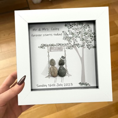 Personalised Pebble Art Frame For Couple Valentine's Day Anniversary Gift Ideas