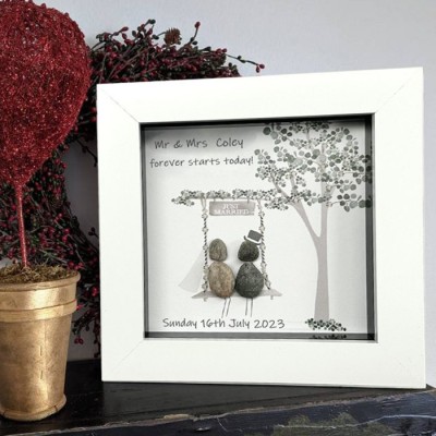 Personalised Pebble Art Frame For Couple Valentine's Day Anniversary Gift Ideas
