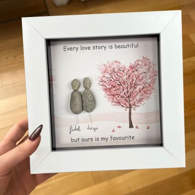 Personalised Pebble Art Frame For Couple Valentine's Day Anniversary Gift Ideas