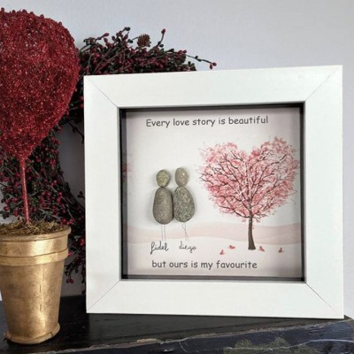 Personalised Pebble Art Frame For Couple Valentine's Day Anniversary Gift Ideas
