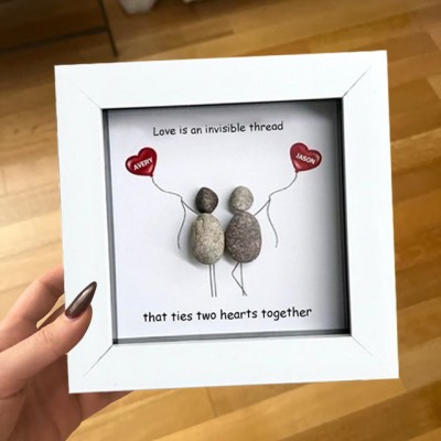 Personalised Pebble Art Frame For Couple Valentine's Day Anniversary Gift Ideas