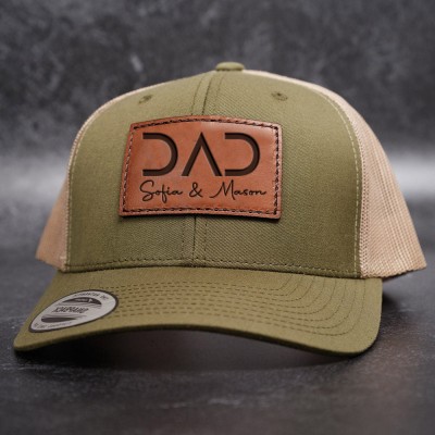 Personalised Dad Patch Hat with Custom Kids Names For Gift Ideas