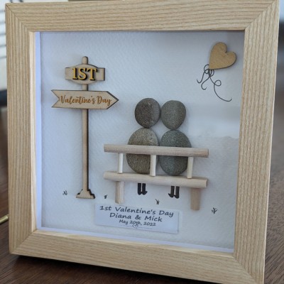 Personalised Pebble Art Frame For Couple Valentine's Day Anniversary Gift Ideas