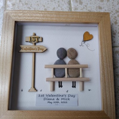 Personalised Pebble Art Frame For Couple Valentine's Day Anniversary Gift Ideas